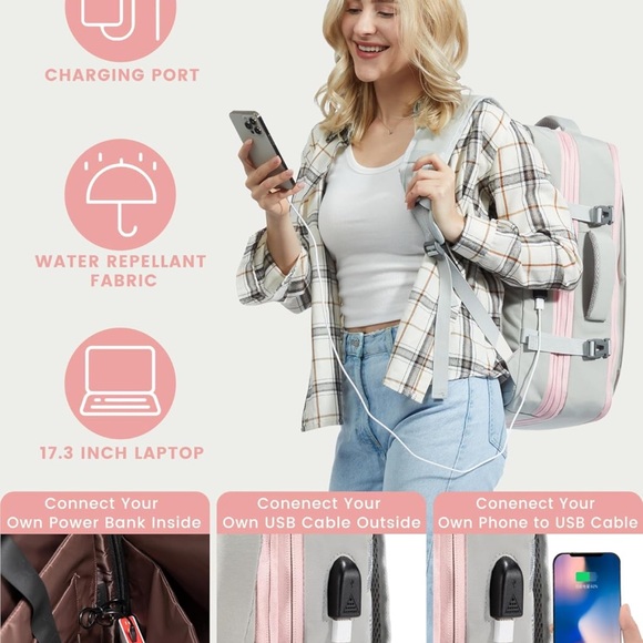 LOVEVOOK Travel Backpack, 40L Extra Large Backpack, Carry on Backpack 17 Inch - Picture 11 of 13